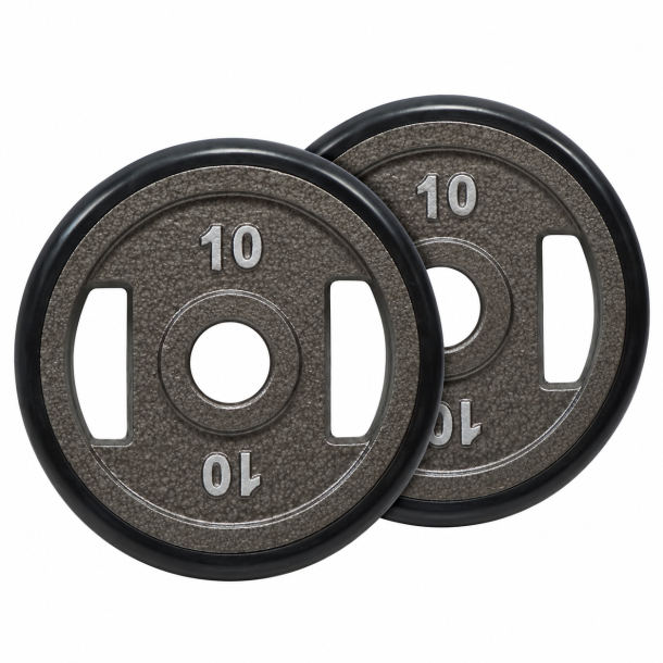 Pakke med 2 x 10 kg. 50 mm. v�gtskive med gummikant