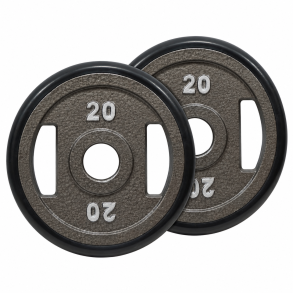 Pakke med 2 x 20 kg. 50 mm. v�gtskive med gummikant