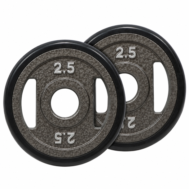 Pakke med 2 x 2,5 kg. 50 mm. v�gtskive med gummikant