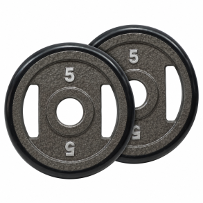 Pakke med 2 x 5 kg. 50 mm. v�gtskive med gummikant